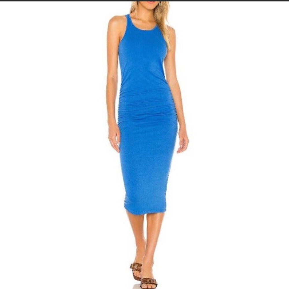 Michael Stars Blue Midi Dress Racerback Womens Small Bodycon